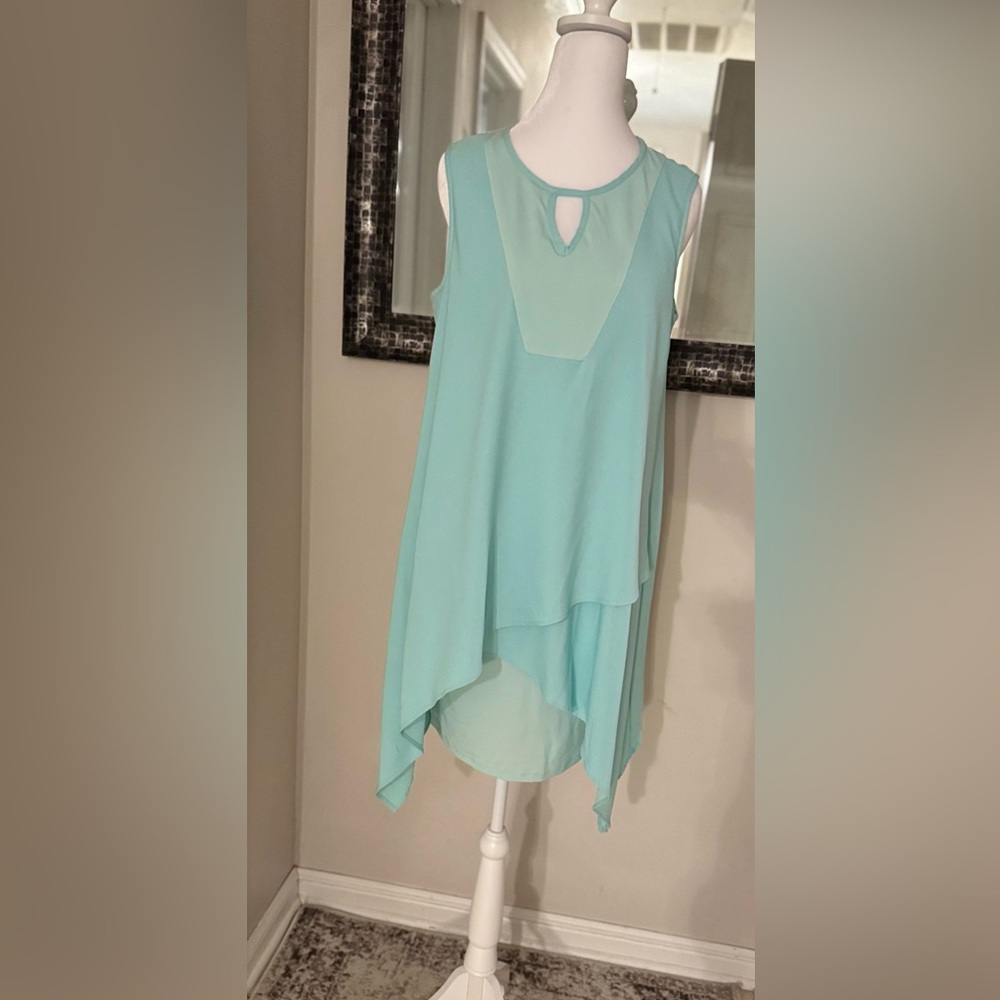 Elegant Tribal femme mint asymmetrical fish tail hem layered dress